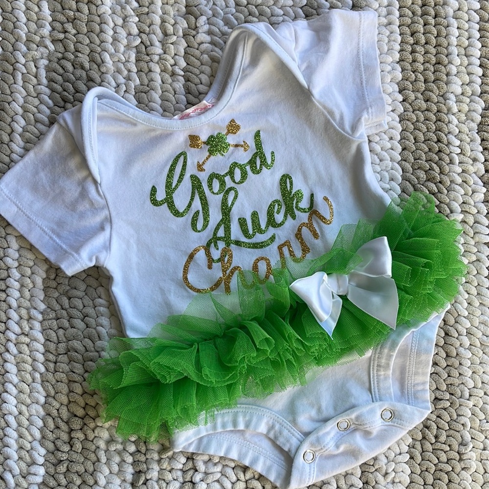 POPATU St. Patrick's Day Irish Good Luck Charm Tutu Onesie Newborn 3-6 Months